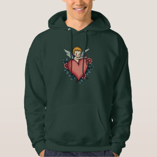 Whimsical Cupid Heart – Vintage Tattoo Design Hoodie