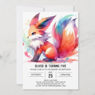 Whimsical Custom Fox Birthday Invitation