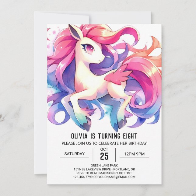 Whimsical Custom Horse Birthday Invitation (Front)