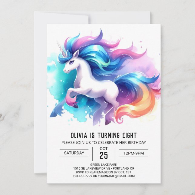 Whimsical Custom Horse Birthday Invitation (Front)
