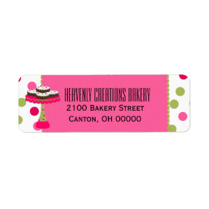 Whimsical Custom Pink & Green Bakery Return Label