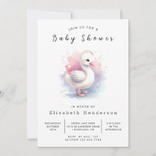 Whimsical Custom Swan Baby Shower Invitation