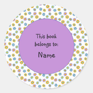 Whimsical cute and colourful flower classic round sticker