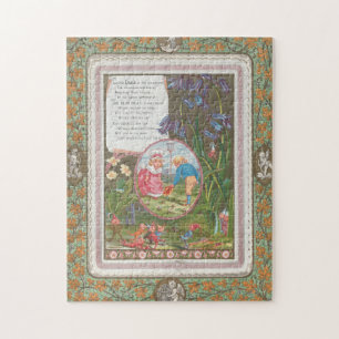 Whimsical Cute Antique Valentine, Kate Greenway Jigsaw Puzzle