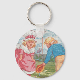 Whimsical Cute Antique Valentine, Kate Greenway Key Ring