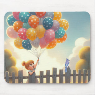 Whimsical/cute balloon girl art mouse mat