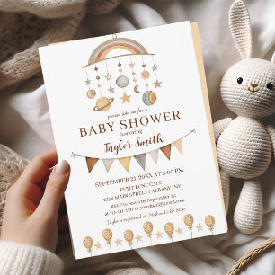 Whimsical Cute Boho Gender Neutral Baby Shower Invitation