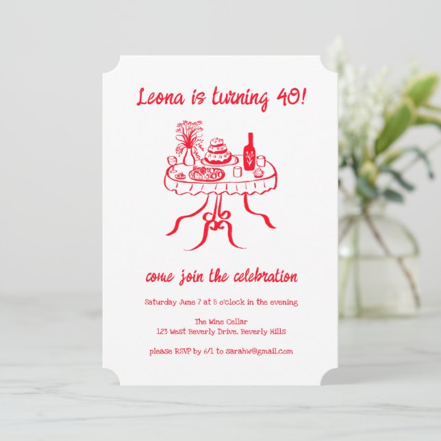 Whimsical Cute Buffet Picnic Custom Birthday Party Invitation (Standing Front)