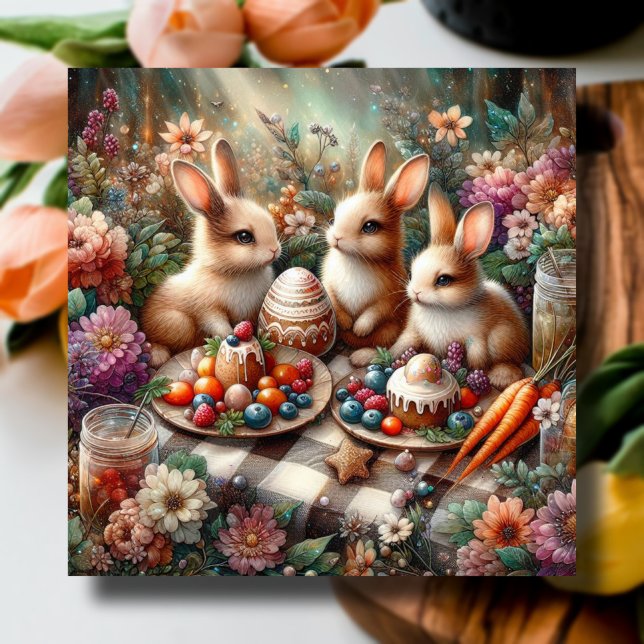 Whimsical Cute Bunny Brunch Christian Easter Holiday Card (Creator Uploaded)