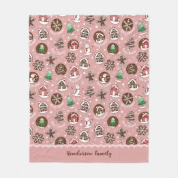Whimsical Cute Christmas Cookies Custom Winter Fleece Blanket
