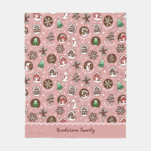 Whimsical Cute Christmas Cookies Custom Winter Fleece Blanket