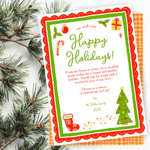 Whimsical Cute Christmas CUSTOM Scalloped Holiday Card