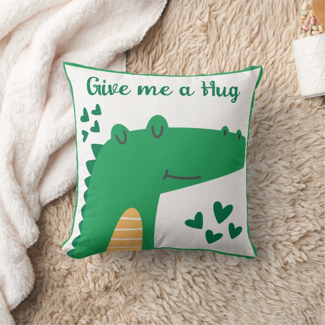 Whimsical cute crocodile head personalised quote cushion (Blanket)