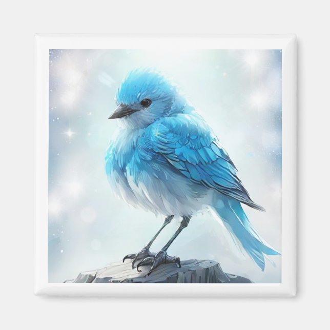 *~* Whimsical Cute Detailed Blue Bird AP54  Art Magnet (Front)