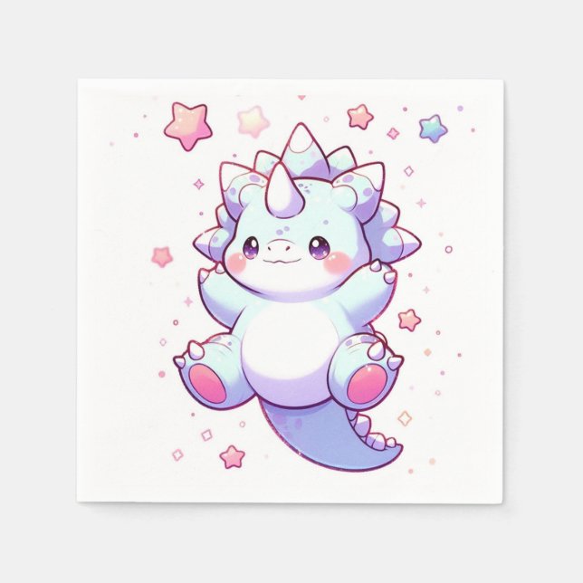 Whimsical Cute Dinosaur Baby Shower Napkin (Front)