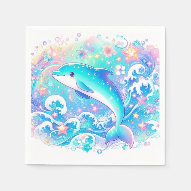 Whimsical Cute Dolphin Baby Shower  Napkin (Front)