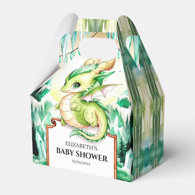 Whimsical Cute Dragon Baby Shower Favour Box (Front Side)