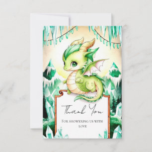 Whimsical Cute Dragon Baby Shower Thank You Card