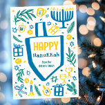 Whimsical Cute Dreidel Menorah CUSTOM HANUKKAH Holiday Card<br><div class="desc">Perfect cute card for a fun holiday card! Hand made art for you! FULLY CUSTOMIZABLE! Click on “Personalise” above to edit the text. Click "edit using design tool" to adjust the fonts, colours and placements. (check my shop for alternate designs too) This is a flat card, check my shop for...</div>