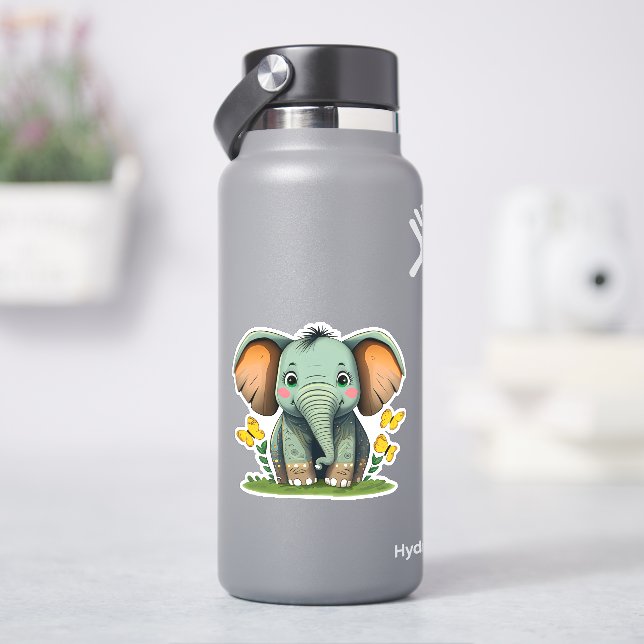 Whimsical cute elephant sticker for kids (HydroFlask)