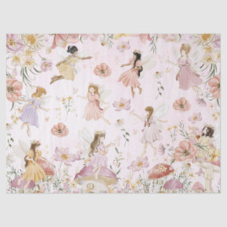 Whimsical Cute Fairies Wildflower Garden Meadow  Tissue Paper