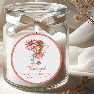 Whimsical Cute Fairy Blush Floral Girl Birthday   Classic Round Sticker