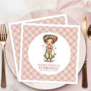 Whimsical Cute Fairy Floral 5th Birthday Party  Napkin