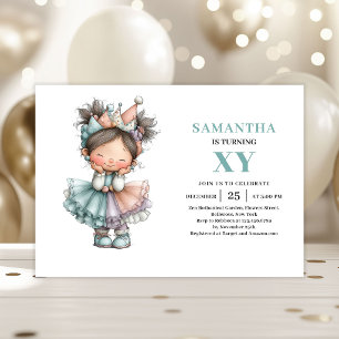 Whimsical Cute Fairy Girl 1st Birthday Magical Invitation