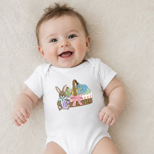 Whimsical Cute Fantasy Dragons Easter Basket  Baby Bodysuit