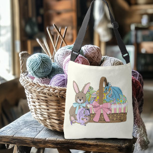 Whimsical Cute Fantasy Dragons Easter Basket  Crossbody Bag