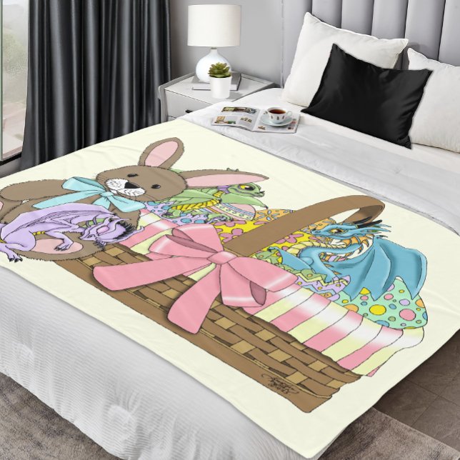 Whimsical Cute Fantasy Dragons Easter Basket  Fleece Blanket (Creator Uploaded)