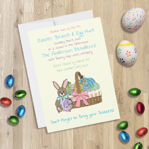 Whimsical Cute Fantasy Dragons Easter Basket  Invitation