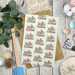Whimsical Cute Fantasy Dragons Easter Basket Tea Towel