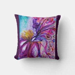 WHIMSICAL CUTE FLOWER FAIRY IN PINK,GOLD SPARKLES CUSHION