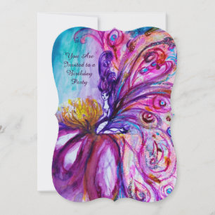 WHIMSICAL CUTE FLOWER FAIRY IN PINK,GOLD SPARKLES INVITATION