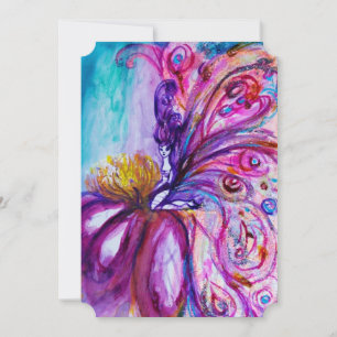 WHIMSICAL CUTE FLOWER FAIRY IN PINK,GOLD SPARKLES INVITATION