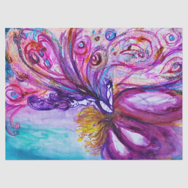 WHIMSICAL CUTE FLOWER FAIRY IN PINK,GOLD SPARKLES TISSUE PAPER (Front)