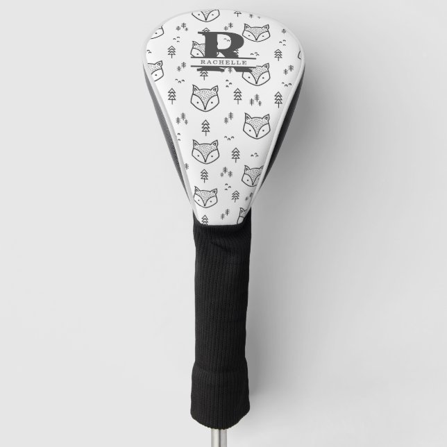 Whimsical Cute Fox in White Background Golf Head Cover (Front)