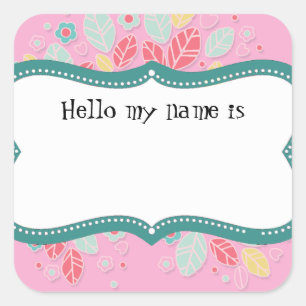 Whimsical Cute Fun Swirl Flower Bridal Shower Square Sticker