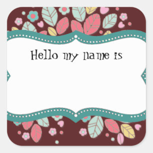 Whimsical Cute Fun Swirl Flower Bridal Shower Square Sticker