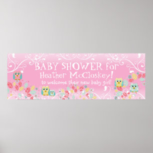 Whimsical Cute Fun Swirl Owl Owls Baby Shower Sign