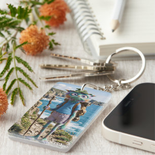 Whimsical Cute Furry Hiker Key Ring