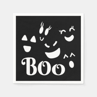 Whimsical Cute Ghost Face Boo Halloween Themed BLK Napkin