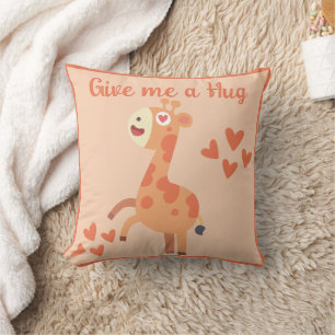 Whimsical cute giraffe personalised quote cushion