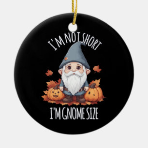 Whimsical Cute Gnome in Autumn Ceramic Tree Decoration