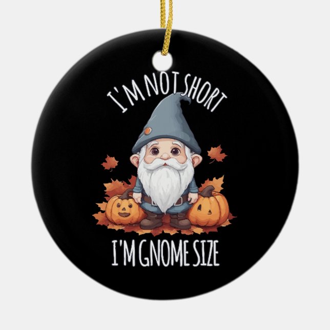 Whimsical Cute Gnome in Autumn Ceramic Tree Decoration (Front)