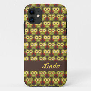 Whimsical Cute Green Owl Pattern 1 iPhone 5 Case