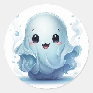 Whimsical cute Halloween ghost  Classic Round Sticker