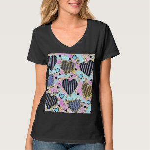 Whimsical cute hearts colourful drawing T-Shirt