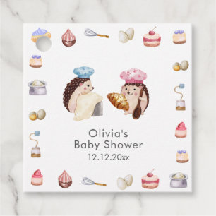 Whimsical Cute Hedgehog Chef Baker Baby Shower Favour Tags